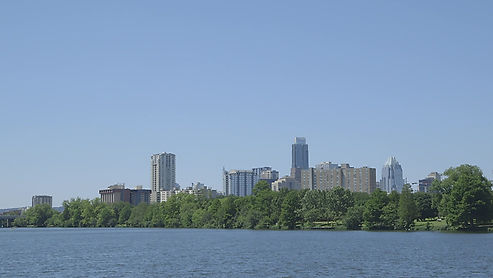 Austin Texas Skyline on Water by Calibrate Films